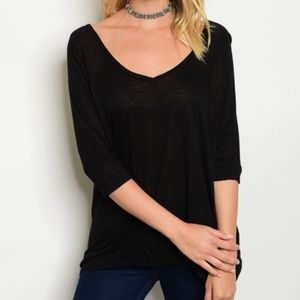 Black V-Neck Top